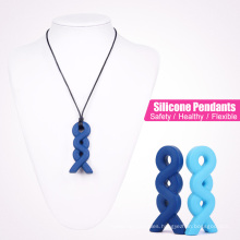 China Supplier Wholesale Food Grade Baby Teething Twist Silicone Pendant Necklace